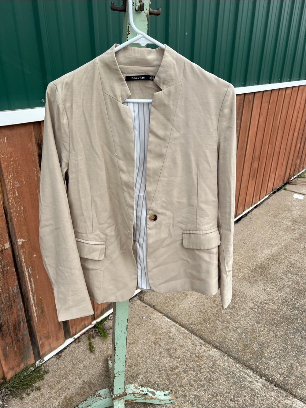 Doe & Rae Cream Collarless Lightweight Men's Jacket